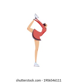 Female figure skater isolated on white vector illustration. Winter sport, ice dancer, gymnast woman design element. Championship, competition activity in cartoon style.