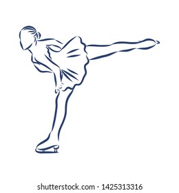 Female figure skating contour vector illustration 