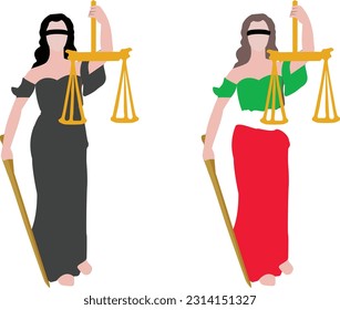 Female figure with sword and scales justice