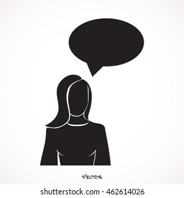Female figure and a talking bubble