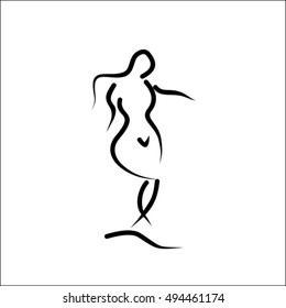 female figure vector line icon
