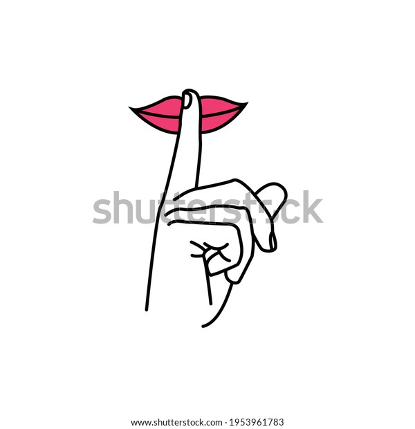 Female Finger Silence Gesture On Her Stock Vector (Royalty Free) 1953961783