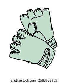 Female fingerless gloves flat drawing vector mockup template.