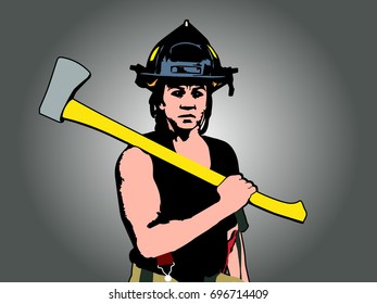 Female firefighter illustration