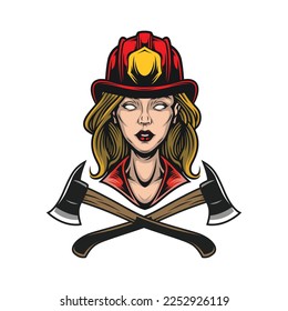 Female firefighter mascot design vector