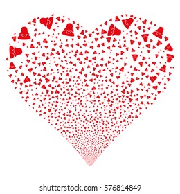 Female fireworks with heart shape. Vector illustration style is flat red iconic symbols on a white background. Object salute created from scattered pictograms.