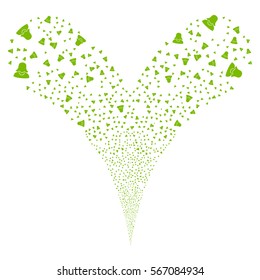 Female fireworks stream. Vector illustration style is flat eco green iconic symbols on a white background. Object double fountain constructed from random pictograms.