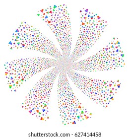 Female fireworks swirl rotation. Vector illustration style is flat bright multicolored iconic symbols on a white background. Object flower constructed from random icons.