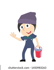 female fisherman vector illustration design