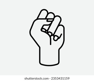 Female Fist Line Icon Woman Right Rights Fight Power Empowerment Protest Equality Black White Outline Shape Vector Clipart Graphic Artwork Sign Symbol