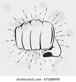 Female Fist. Women Rights. Girl Power. Vector Illustration Isolated