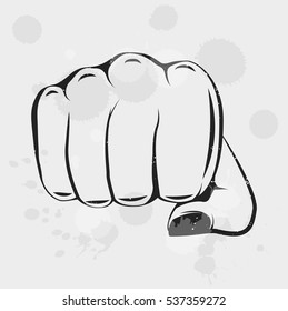 Female Fist. Women Rights. Girl Power. Vector Illustration Isolated On White Background