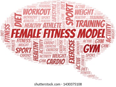 Female Fitness Model word cloud. Wordcloud made with text only.