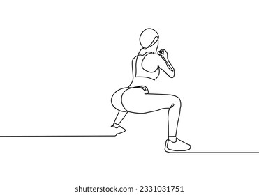 Female Fitness One Line Drawing  Sport Concept Abstract Minimal Outline Illustration  Continuous One Line Drawing Woman Sport Pose  Vector EPS 10  