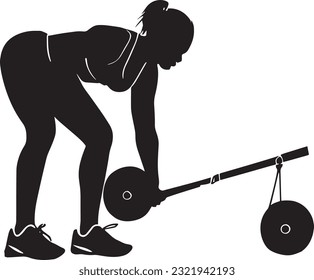 Female Fitness Silhouette Vector Art Icons.