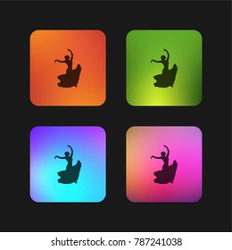 Female flamenco dancer four color gradient app icon design