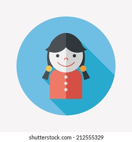 female flat icon with long shadow,eps10