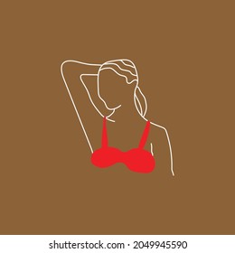 female flat outline vector design lifting armpit