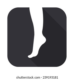 female foot icon - vector illustration with long shadow isolated on gray