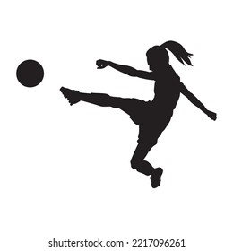 female football player dribbling ball vector silhouette