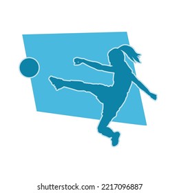 female football player dribbling ball vector silhouette