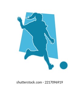 female football player dribbling ball vector silhouette