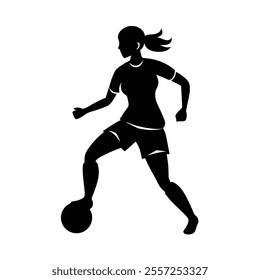 Female Football Player Silhouette Vector Art Illustration