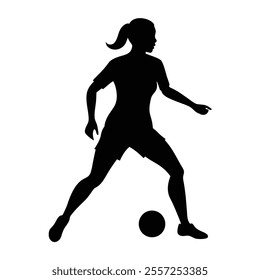 Female Football Player Silhouette Vector Art Illustration