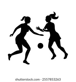 Female Football Player Silhouette Vector Art Illustration