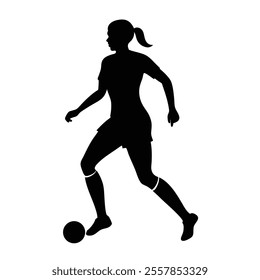 Female Football Player Silhouette Vector Art Illustration