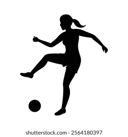 Female Football Player Silhouette Vector Art Illustration