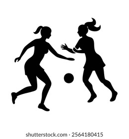 Female Football Player Silhouette Vector Art Illustration