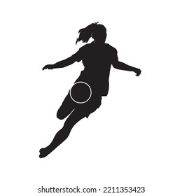 Female football player vector silhouette on white background