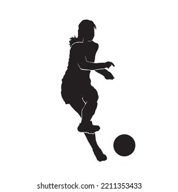 Female football player vector silhouette on white background