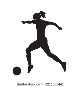 Female football player vector silhouette on white background