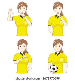 Female Football Referee Gesture Set: Upper Body