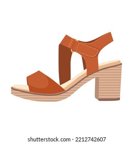 Female footwear flat design. Cartoon stylish seasonal summer sandals isolated vector illustration