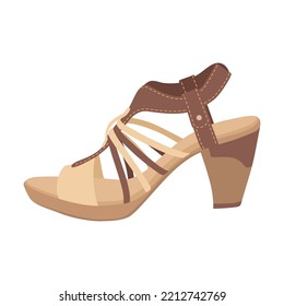 Female footwear flat picture. Cartoon stylish seasonal summer sandals isolated vector illustration