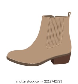 Female footwear flat picture for web design. Cartoon stylish seasonal autumn boots isolated vector