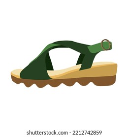 Female footwear flat picture for web design. Cartoon stylish seasonal green autumn boots isolated vector illustration