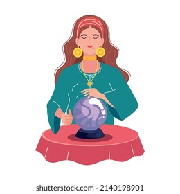 female fortune teller with magic sphere