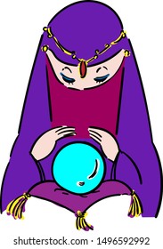 Female fortune teller using crystal