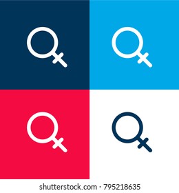 Female four color material and minimal icon logo set in red and blue