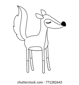 female fox cartoon with closed eyes expression in black dotted silhouette
