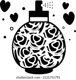 female fragrance gift concept,  Perfume Bottle Vector Icon Design, Valentines Day Symbol, Love and Romance Sign, Friendship and Love sickness stock illustration