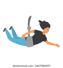 Female freefall icon cartoon vector. Sport bungee. Cord flying