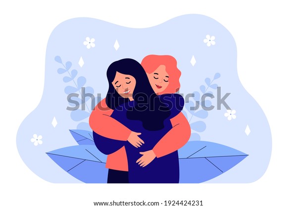Female Friend Hug Women Embracing Each Stock Vector Royalty Free 1924424231 