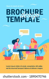 Female friends meeting over cup of coffee. Women drinking tea and chatting flat vector illustration. Communication, friendship concept for banner, website design or landing web page