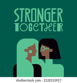 Female friendship, feminist union or sisterhood. Colorful math illustration
