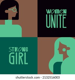 Female friendship, feminist union or sisterhood. Colorful math illustration